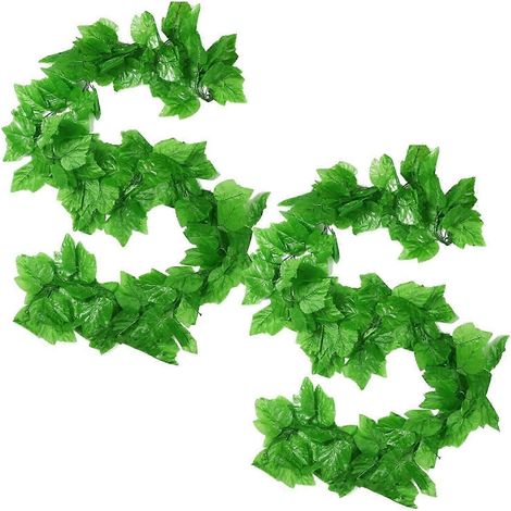 Guirlande de lierre artificielle à feuilles vertes suspendues pour décoration murale de chambre, de cuisine ou pour mariage en extérieur-2pcs