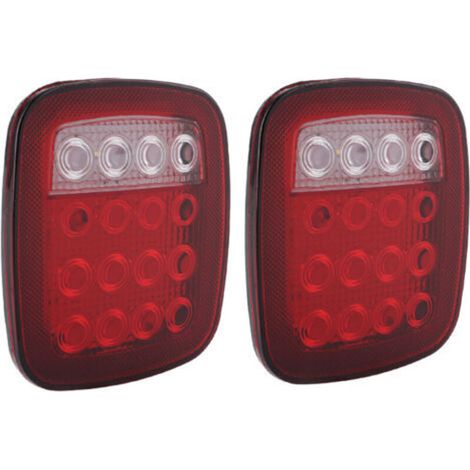 Feu de recul et de gabarit latéral carré 16 LED bicolore rouge/blanc – Compatible Jeep Wrangler JK/CJ/YJ (1976–2006) (1/4)