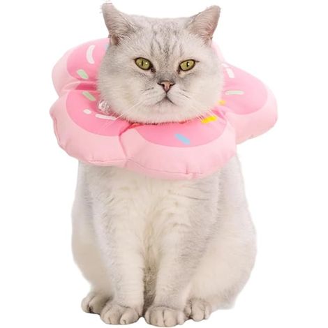 Collier anti-léchage chat Tissu en coton doux,confortable et effilé Soutien postopératoire pour prévenir les pressions Convient aux chats et aux petits chiens Motif floral (1/4)