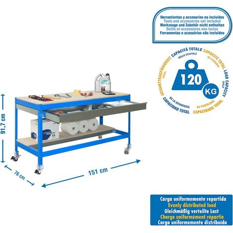 -CAHERSA- MESA DE TRABAJO SIMONWORK MOBILE BT0 BOX 900 AZUL/MADERA (1/2)