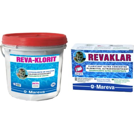 Pack MAREVA - Granulés d'hypochlorite de calcium - 5kg - Cartouches clarifiantes Reva-klar - 1kg (1/3)
