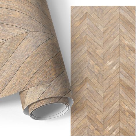 Klebefolie für Möbel - Möbelfolie - Selbstklebefolie - Küche folieren - Schrank folieren - Tischfolie - Fischgrätmuster aus Holz 65x130 cm