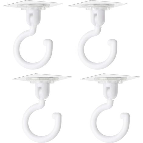 Lot de 4 Crochets Plastique Adhésifs, Auto-adhésifs et Rotatifs à 360°, Sans Perçage, Mural Pliants, Muraux/Plafond, Autocollants (1/5)