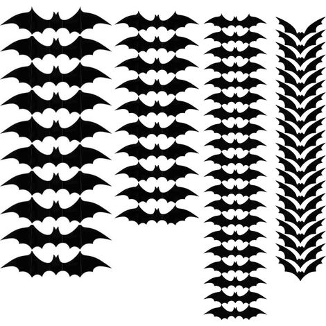 Set di 60 pipistrelli - Decorazione per finestre - Decorazione per la casa - Pipistrelli 3D - Decorazione di Halloween - Ragno - Decorazione fai da te (1/5)