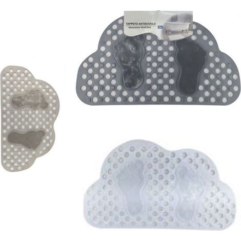 Tapis De Baignoire Salle De Bain Douche Nuage De Forme Antidérapante Avec Empreintes De Pas 40x69.5cm 10788 (1/3)