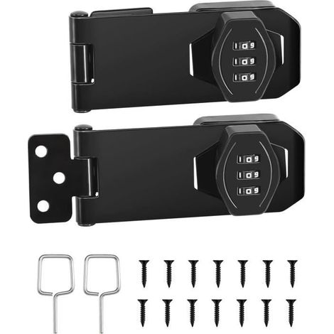 2Pcs Verrou Porte,Serrure Porte,Fermeture Porte Verrouillable,Targette de Porte avec Code Numérique,Verrou À Loquet pour (1/4)