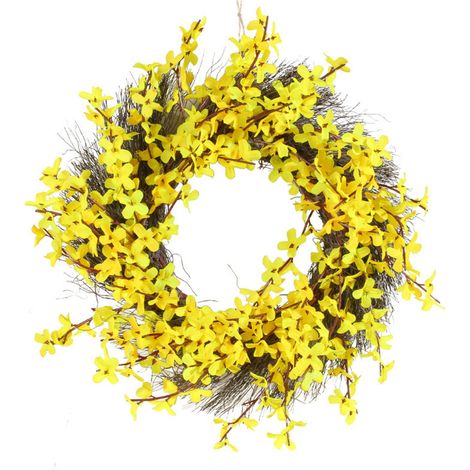 Guirlande De Fleurs Jaunes - Couronne Artificielle Pour Porte Et Fenêtre - Décoration Extérieure Et Intérieure - 1 Pièce (1/5)
