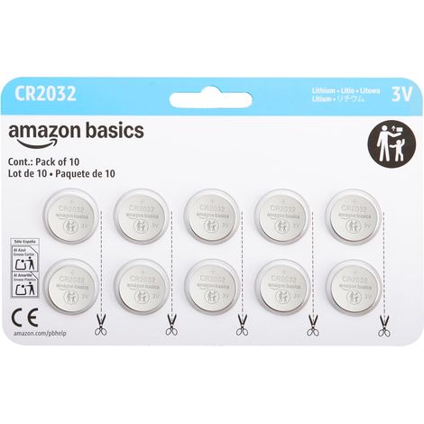 Lot de 10 piles bouton CR2032 au lithium, 3 V, puissance longue durée, sans mercure (1/5)