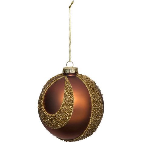 Palla di vetro perla dorata diga 10cm marrone - Feeric lights & christmas