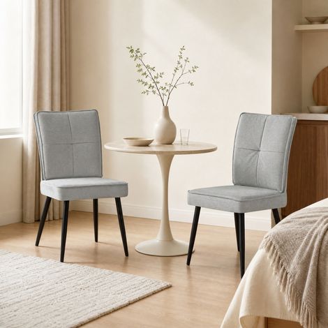 Set di 2 sedie da sala da pranzo in metallo, tessuto ciniglia grigio chiaro HAVRYA (1/5)
