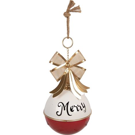 Cloche de Noël Décorative en Métal Rouge Statue de Fête pour Salon ou Jardin 24 x 60 cm - PANGIVO (1/2)