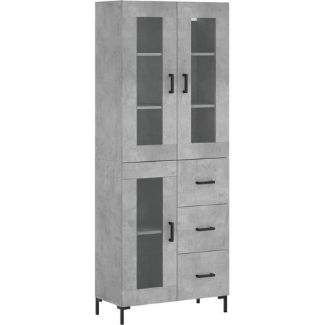 Maison Exclusive - Buffet haut Gris béton 69,5x34x180 cm Bois d'ingénierie (1/5)