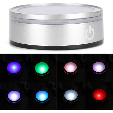Socle en cristal, support lumineux tactile LED argenté, éclairage décoratif 3D multicolore. (1/5)