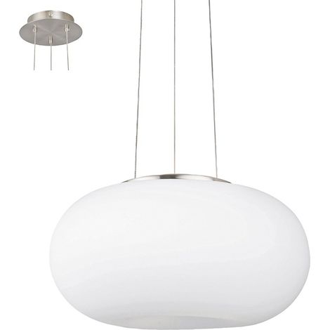Lampadario A Sospensione Contemporaneo Optica Acciaio Nichel Vetro 2 Luci E27