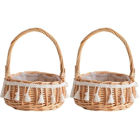 Panier De Fleurs Tressé En Rotin Avec Poignée Petits Paniers De Demoiselle D'Honneur Pour Mariage Rustique 7.87X5.12 Pouces Décoration Maison Et Fête (1/5)
