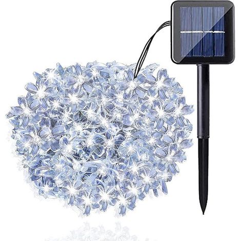 Lumières à cordes solaires 50 LED lumières solaires alimentées, lumières à cordes extérieures Twinkle de Noël (blanc Cool) (1/5)