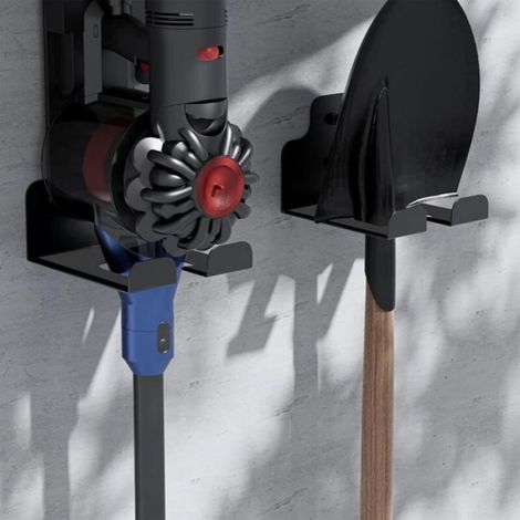 Support Mural Tondeuse A Gazon - Acier - Pour Garage Atelier Jardin - Charge Max 100 Kg - Noir - 2 Pièces (1/4)