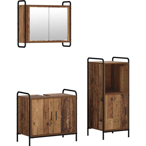 Set di Armadi da Bagno 3 pz Legno antico 40 x 36 x 99,5 cm vidaXL (1/5)