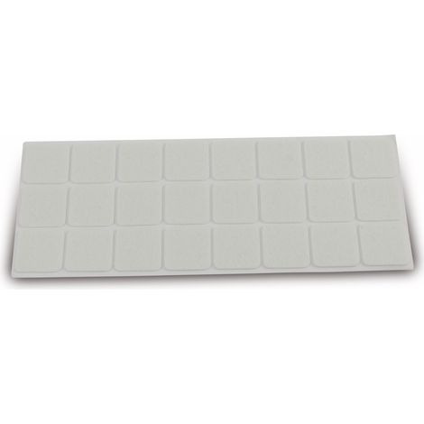 EUROTOOLS Patins en feutre 340-NBFR, 28x28 mm, blanc, lot de 24 (1/2)