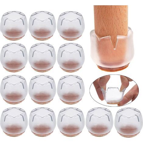 16 Pièces Protection Pied de Chaise, 22-25mm Rond Tampon Chaise, Protege Pied de Chaise Silicone pour Protéger Le Sol des Rayures et du Bruit, Embout Pied de Chaise (1/4)