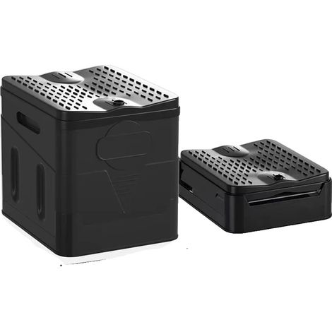 Inodoro portátil plegable, diseño compacto, alta capacidad de carga, negro. (1/2)