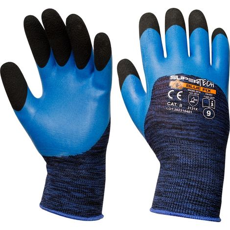 Guantes de protecci贸n, l谩tex espumado super tech azul FIX R.8 - 12.0 PAR - REK TOP1 8