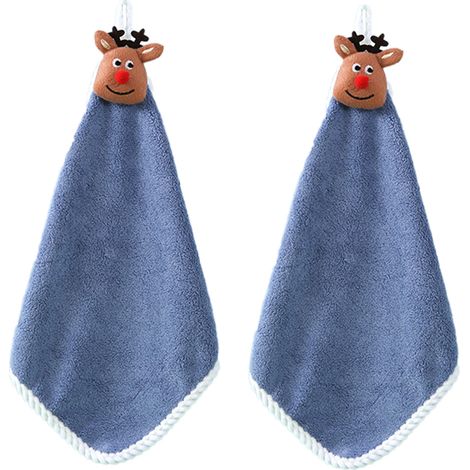 Lot de 2 Torchons, Boucle de suspension, Coton absorbant, Cuisine, Salle de bain, Décoration Noël (1/5)