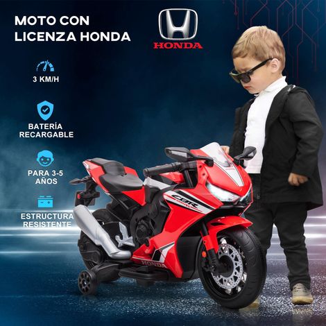 Moto électrique pour enfants sous licence Honda, batterie rechargeable 6V, vitesse maximale 3 km/h, rouge. (1/5)