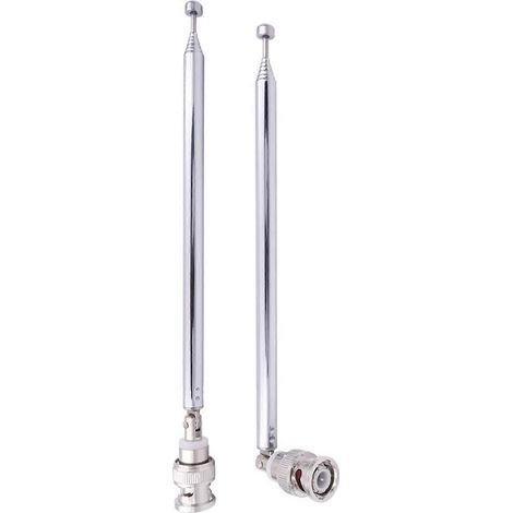 (2 Pack) BNC Radio Antenna with BNC Male Plug Jack Connector Adapter Telescopic Stainless Steel (1/5)