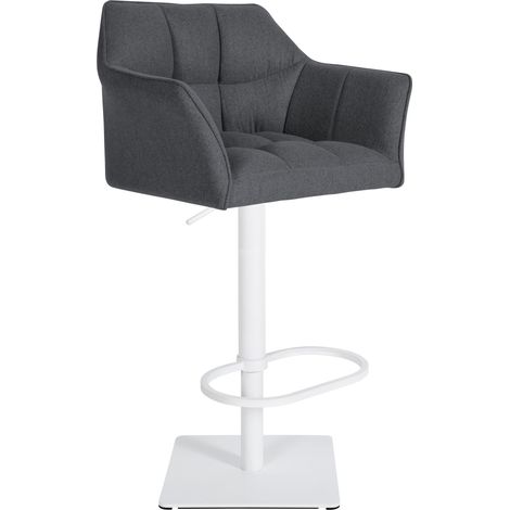 Sgabello da bar regolabile x1 in feltro grigio con seduta imbottita e avvolgente e base quadrata in metallo bianco 100006482