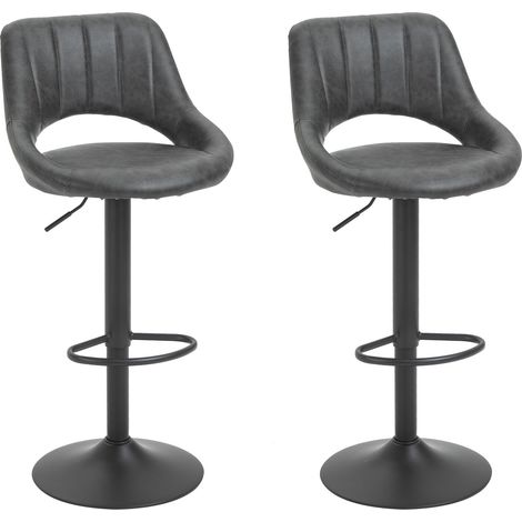 Set 2 Sgabelli Imbottite da Bar 44x49x90-110 cm in Similpelle Grigio (1/5)