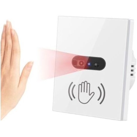Cerhot 230V EU Interrupteur à détecteur de Mouvement Interrupteur d'éclairage IR Pas Besoin de Toucher Interrupteur d'éclairage à détecteur de Mouvement Interrupteur d'éclairage Infrarouge（EU White） (1/4)