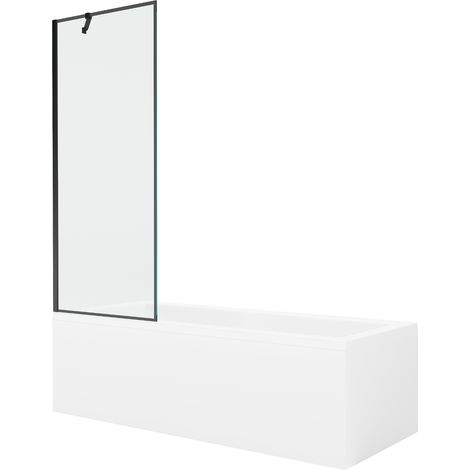 Mexen Cubik Rechteckige Badewanne 150 x 70 cm mit Verkleidung und einflügeliger 70 cm Duschabtrennung, schwarzes Muster (1/5)