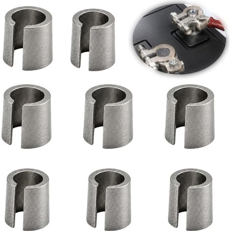 8 pièces Douilles adaptatrices de batterie auto, adaptateurs de borne, pour cosses de batterie et raccords de câble, adaptateurs conducteurs pour pôles plus et moins, auto, bateau, camping-car (1/5)