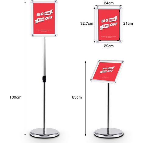 Soporte de Exhibición del Cartel A4 Información Marco de Pie Póster de Menú Signo Pavimento Publicidad (1/5)