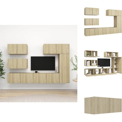 Ensemble de meuble TV 6 pcs Chêne sonoma Bois d'ingénierie - Meubles Tv - Meuble Tv Suspendu - Meuble Hifi - Rangement Mural - Salon (1/5)