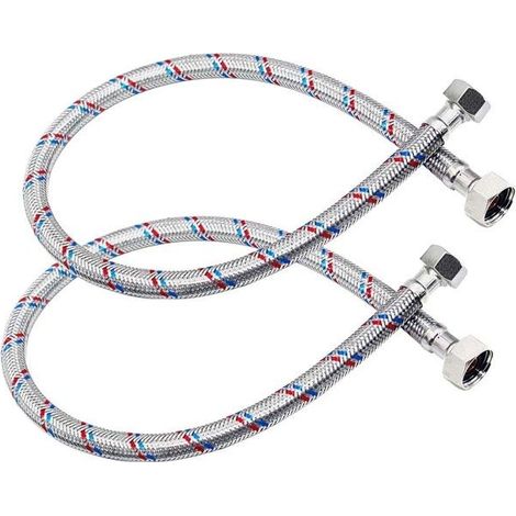 Tuyau flexible tressé - AVIZAR - F1/2-F1/2 - Résistant corrosion - Eau chaude/froide - Installation espaces restreints