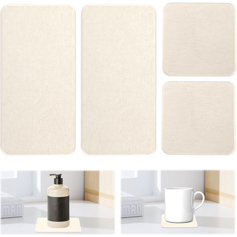 Set di 4 sottobicchieri assorbenti in diatomite, vassoio in pietra assorbente per lavello, portasapone in terra diatomacea, sottobicchieri assorbenti per cucina e bagno (1/5)