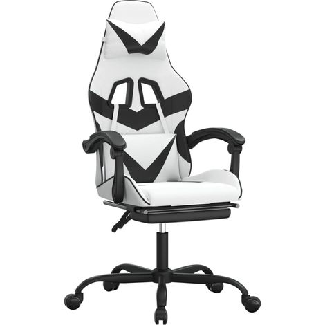 Maison Exclusive - Sedia da Gaming con Poggiapiedi Bianco e Nero in Similpelle