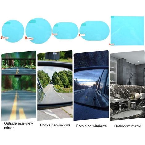 5 Pices Film De Rtroviseur De Voiture Film Miroir Impermable Anti-pluie Film Voiture De Revtement Nano Anti-bue Pour Rtroviseurs De Voiture Et Fen (1/5)