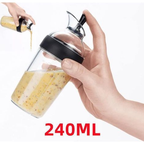 Shaker à Vinaigrette,Jus de Mélange Bouteille,Mélangeur à Vinaigrette,Sauce de soja Mélangeur,pour Sauce,Cuisine,Sirop,Huile(240ML) (1/4)