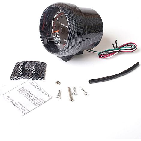 Generic Tachymètre Universel, Compteur de Vitesse en Fibre de Carbone de 3,75 Pouces avec Lumière de Changement de Vitesse Réglable pour les Applications de Course (2) (1/5)