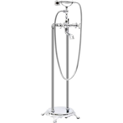 Robinet de baignoire sur pied, acier inoxydable, 99,5 cm, argent