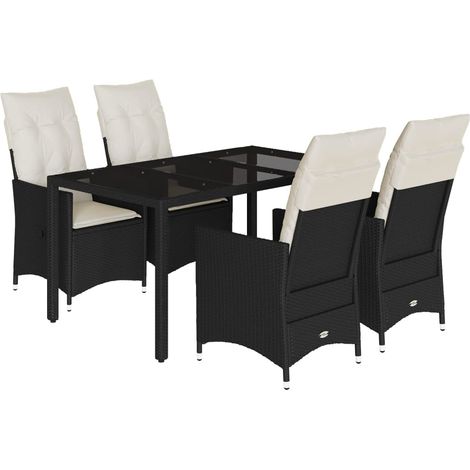 Maison Exclusive - Ensemble à manger de jardin coussins 5pcs Noir Résine tressée (1/5)