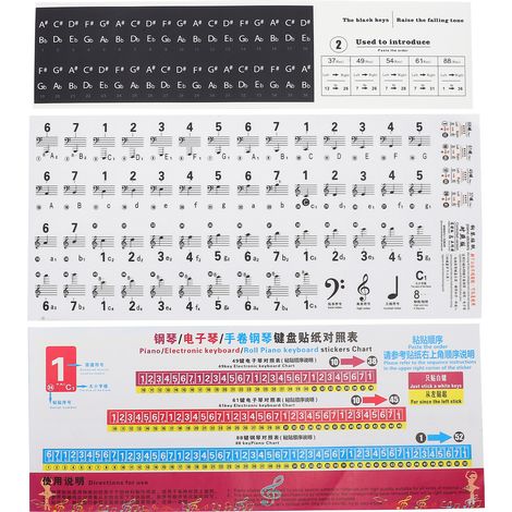 Autocollant transparent pour clavier de piano 88 touches, étiquettes autocollantes pour touches (1/5)