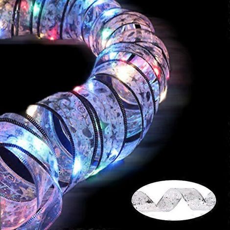 Guirlande lumineuse ruban pour décorations de Noël, ornements pour sapin de Noël, guirlande lumineuse pour la maison, guirlande lumineuse de Noël, Navidad Natal, Nouvel An, argent-multicolore, 5 m (1/5)