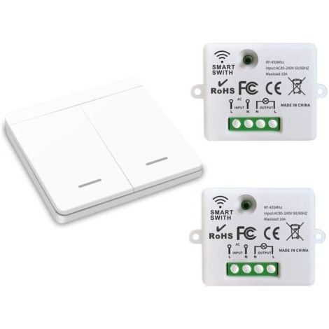 BARKBUSTERS Interrupteur d'éclairage sans fil, interrupteur de sécurité de l'émetteur RF et contrôleur de récepteur 10A, installation facile pour lampe jusqu'à 1500W (1/4)