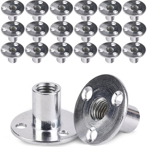 20 Pièces écrou à Bride, M8 écrou de Bride à 3 Trous Ronde Brides D'écrou en T Base pour Fixation de Meubles de Raccordement (M8 X 37 X 2,5mm) (1/5)