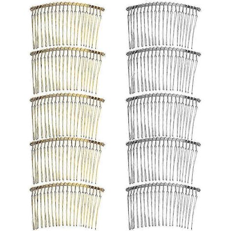 Lot de 10 peignes à cheveux vintage faits main en métal plaqué, colorés, pour femmes, bijoux de cheveux de mariage.-mixed