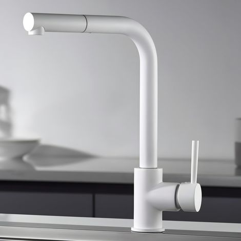 Imex -  Grifo Monomando de Cocina Extraible Blanco Serie  Malta (1/5)